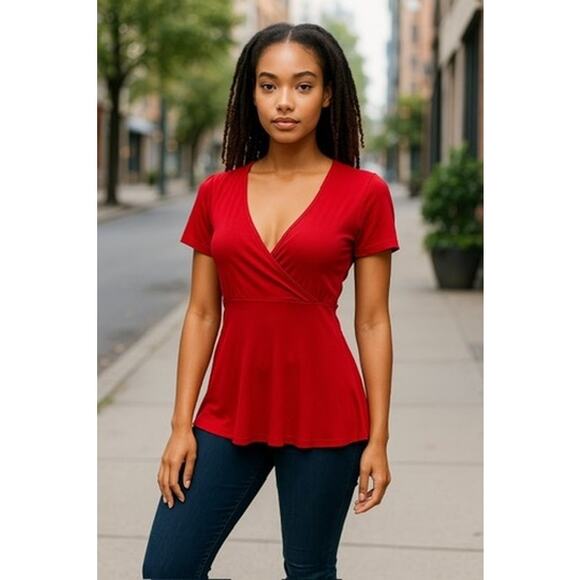 "M.K.M. DESIGNS" V Neck Flutter Slv Y2k Top SZ XL Back Tie Babydoll Flowy Cross - Picture 1 of 10